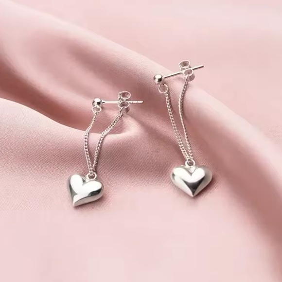 Sterling Silver Heart Earrings - Picture 2 of 2